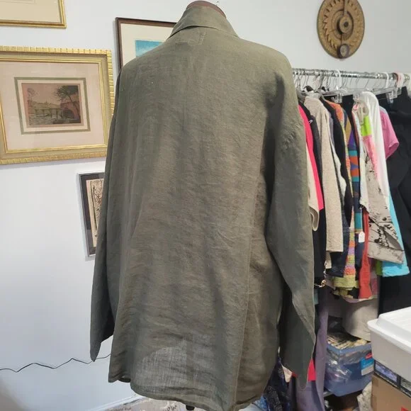 Vintage 90's Flax by Jeanne Engelhart Linen Jacket Size M - Picture 7 of 10